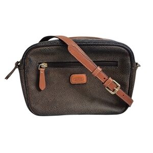Bric's Life Small Shoulder Crossbody Bag Brown & Cognac Leather